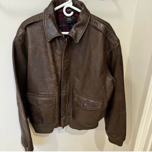 RARE Ralph Lauren Double RL Brown A-2 Style Aviator Bomber Leather Jacket Medium
